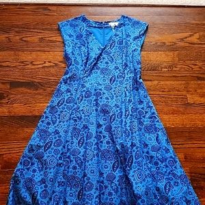 Boden Tori Blue Festival Paisley Midi Dress size 8R